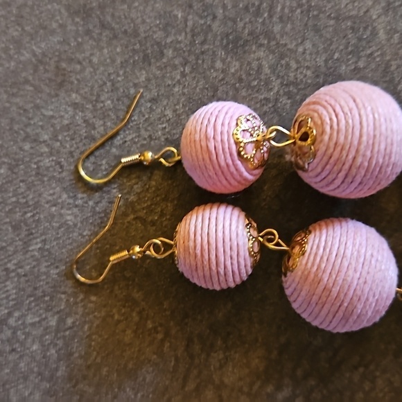 3/$30 Pink Thread Ball Drop Statement Dangle Hook Earrings - Picture 4 of 6